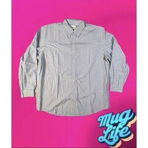 L.L. Bean Shirt Mens Large Blue Check Long Sleeve Pocket Button Up  SIZE XL